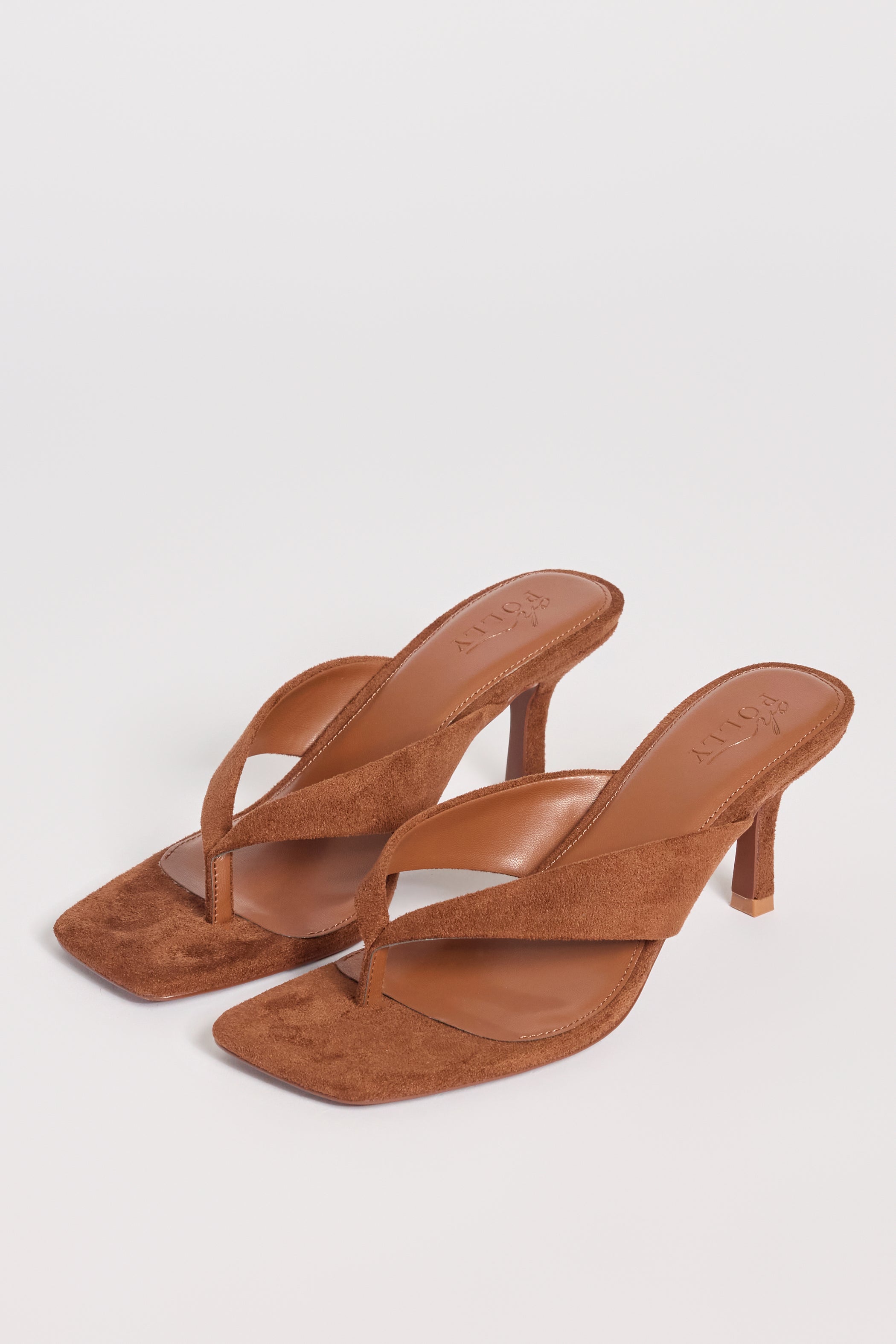Heeled Thong Sandals  in Cocoa Brown