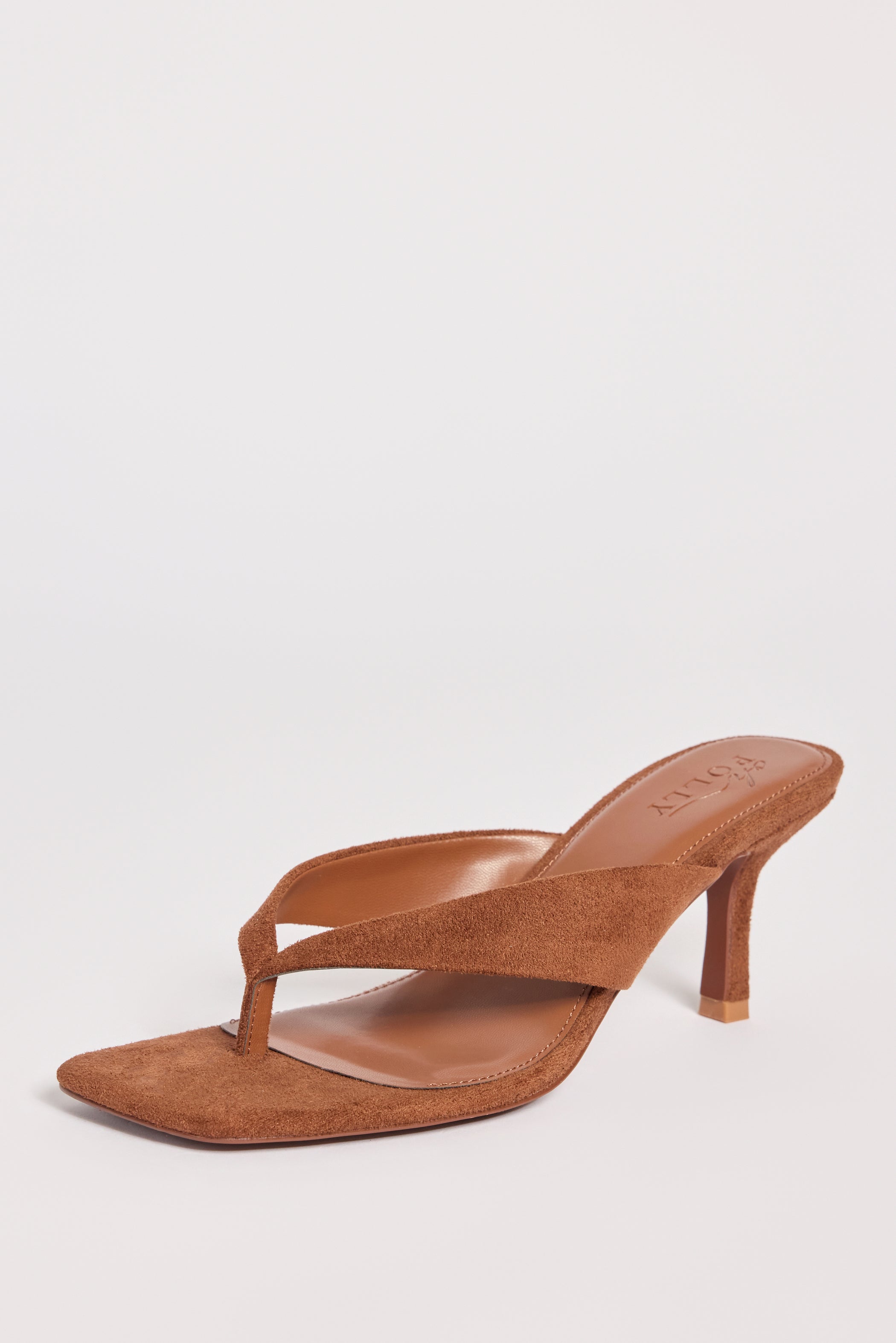 Heeled Thong Sandals  in Cocoa Brown