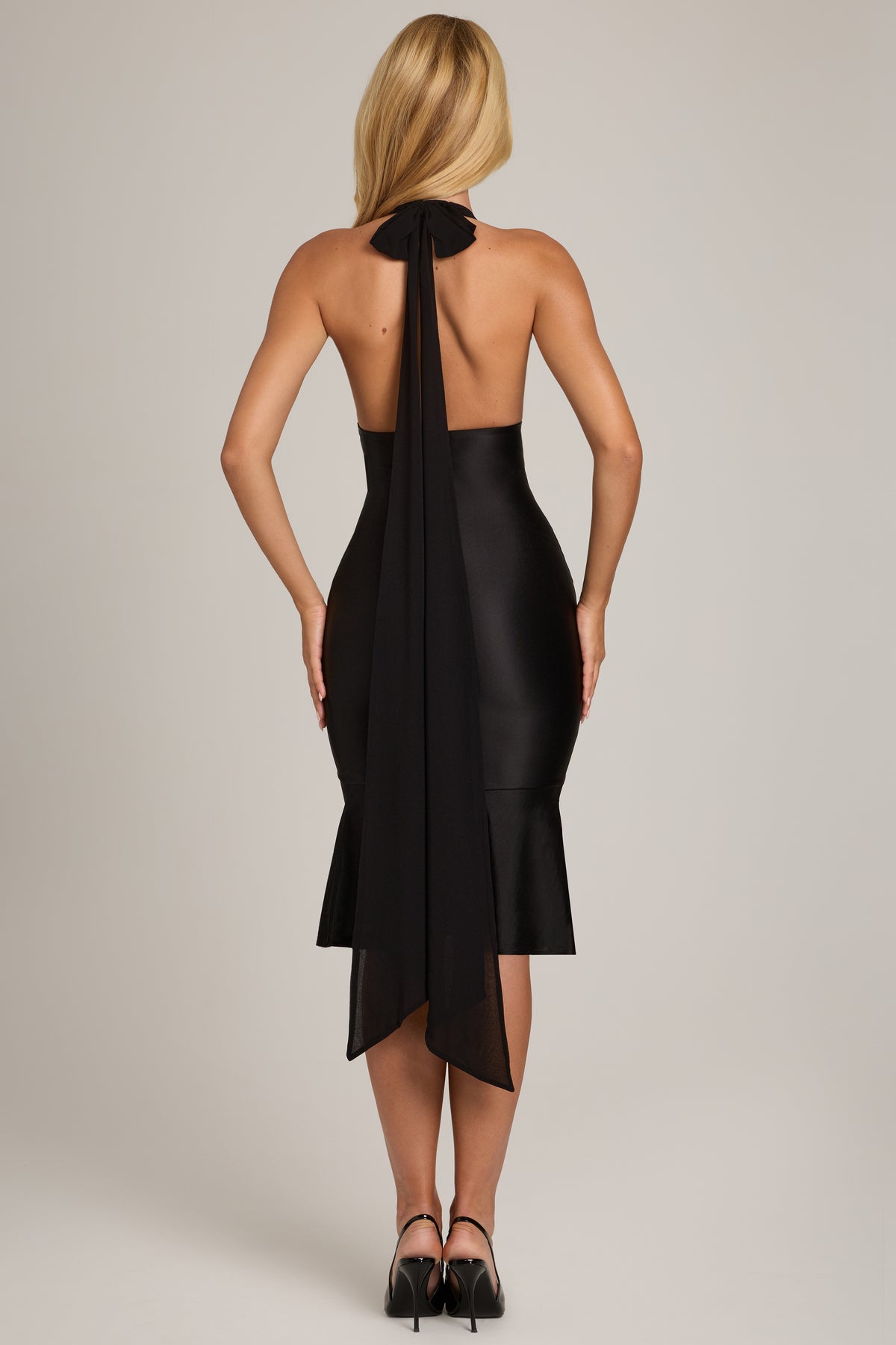 Satin Jersey Midi Dress in Black