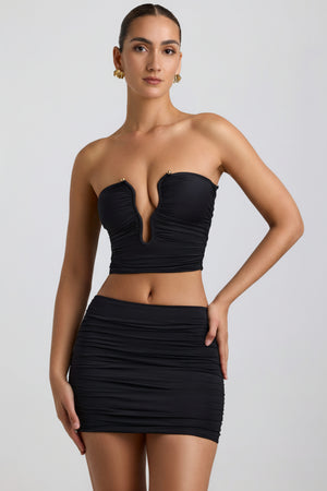 Slinky Jersey Ruched Micro Mini Skirt in Black