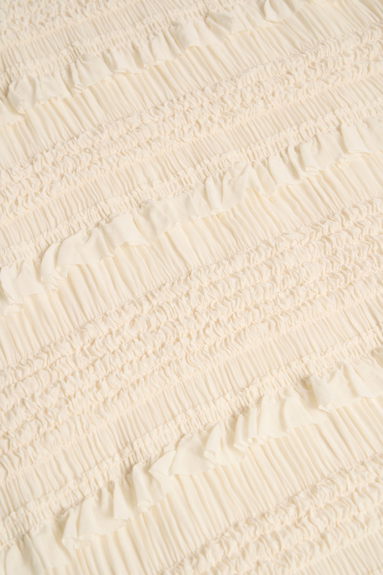 Ruffled Mid-Rise Shorts in Ivory - 3
