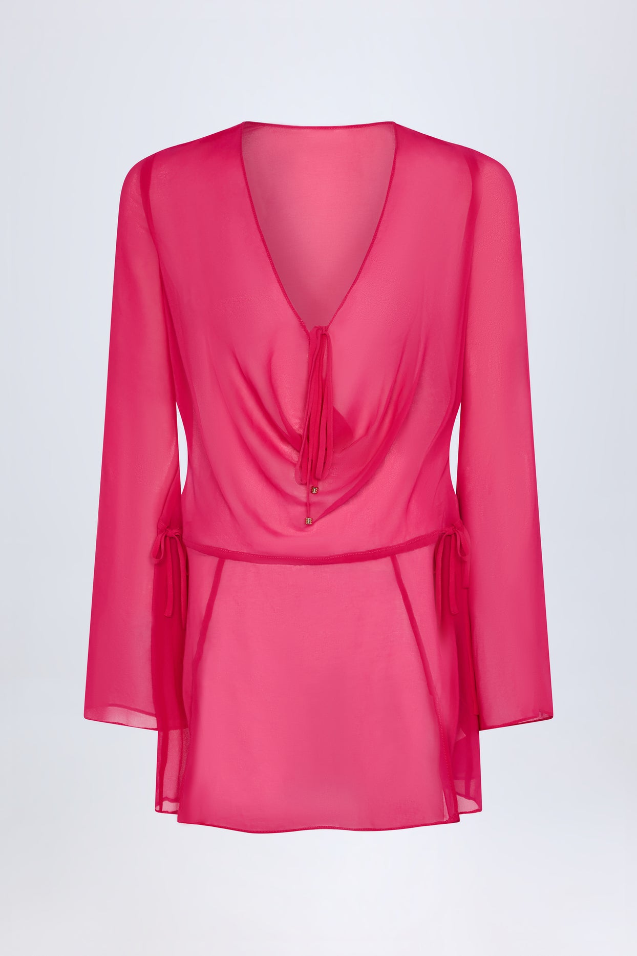 Cowl-Neck Mini Dress in Fuchsia Pink - 3