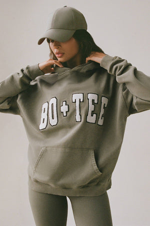 Soft Cotton Jersey Acid Wash Oversized Hoodie in Light Green