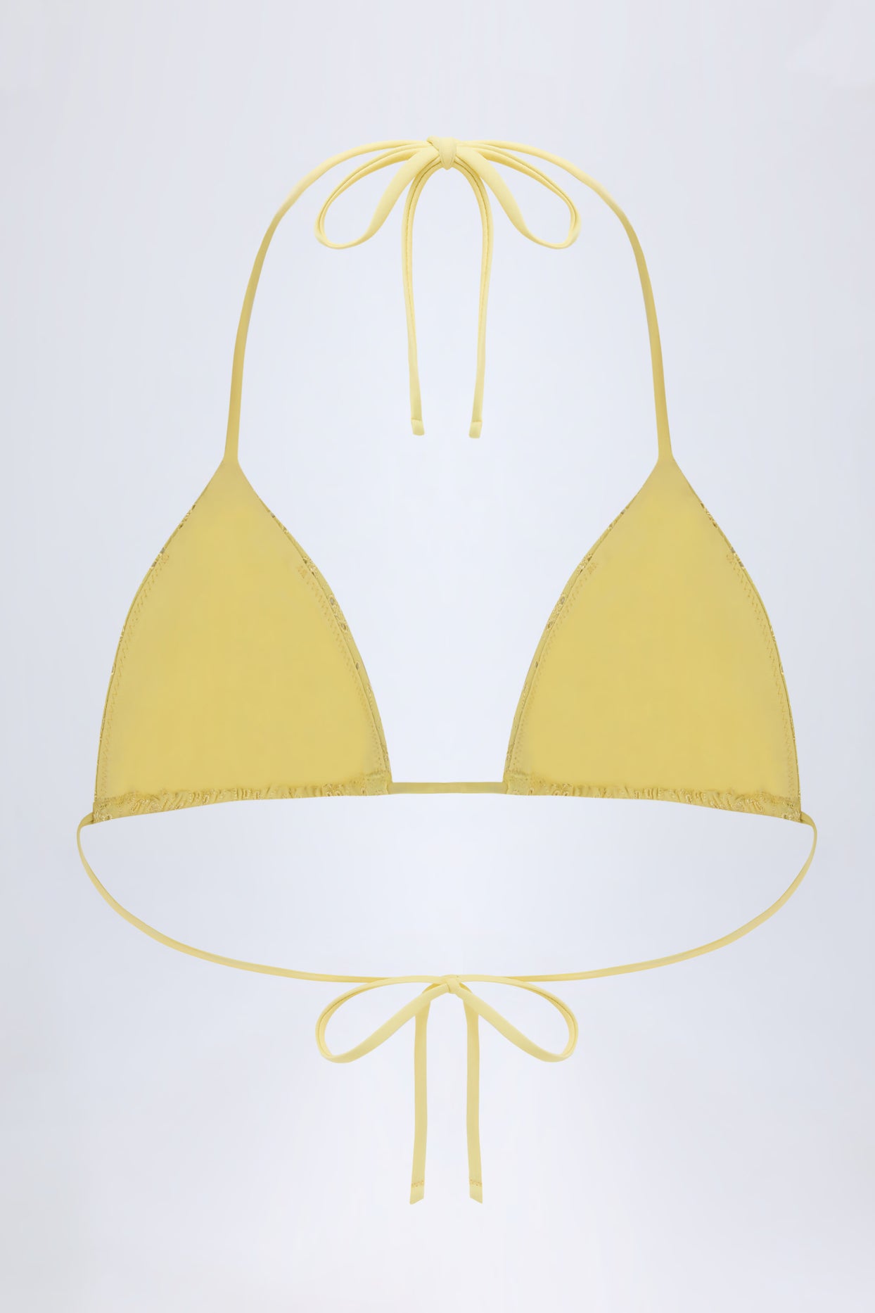 Broderie Anglaise Triangle Bikini Top in Lemon Yellow - 8