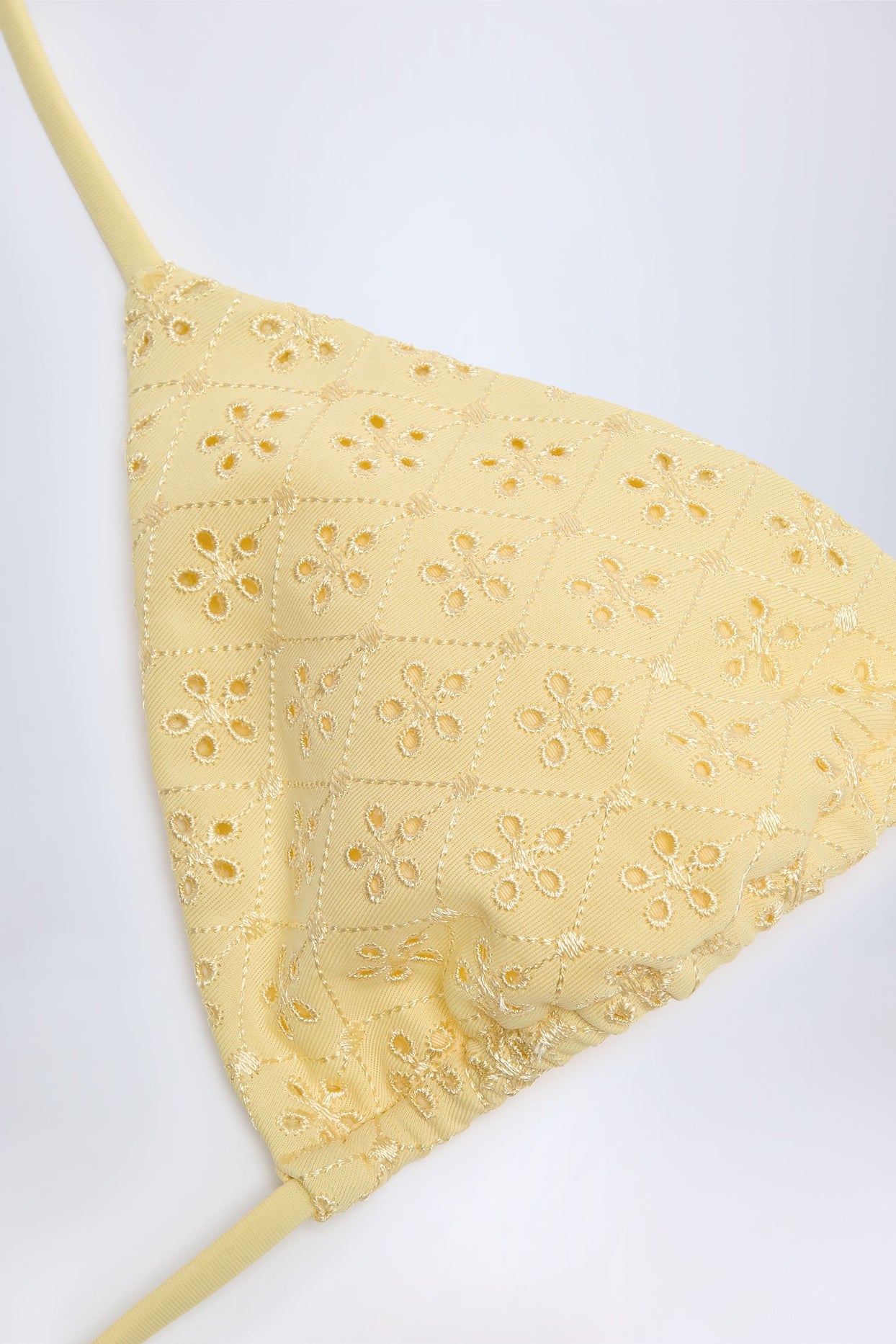 Broderie Anglaise Triangle Bikini Top in Lemon Yellow - 6