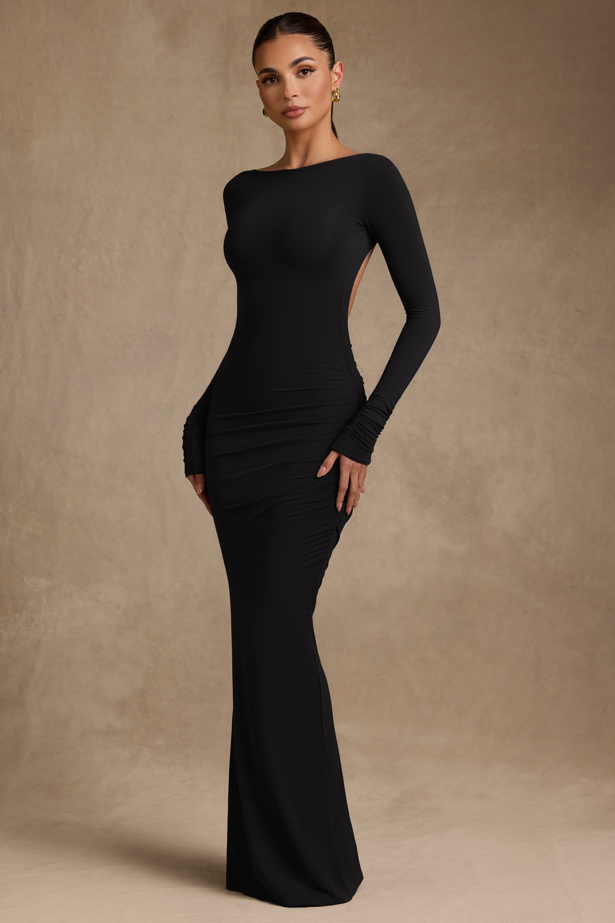 Ellie – Ruched Backless Maxi Dress main image 1