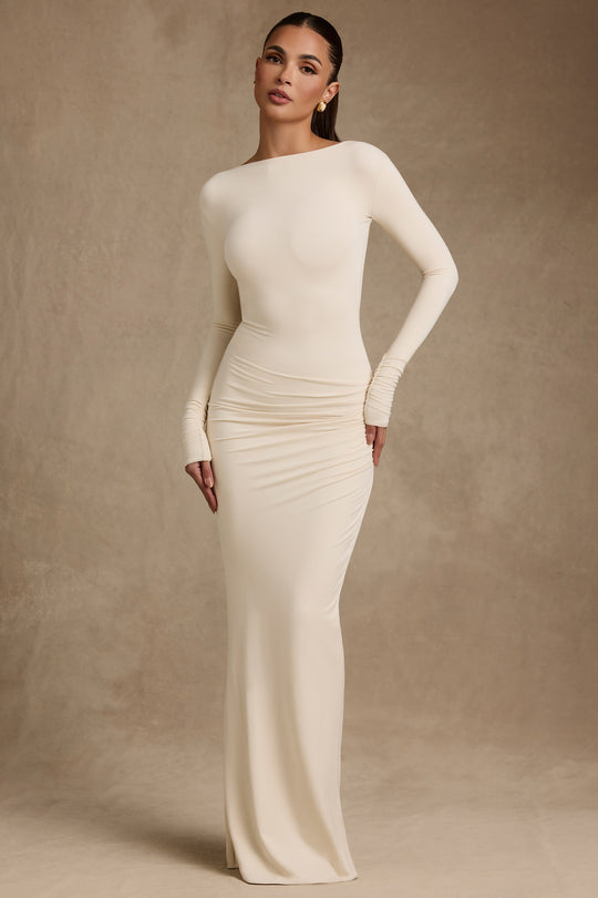 Tencel Solid V-Neck Maxi Dress