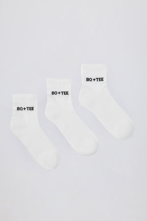 Ribbed Crew Sock Bundle in White