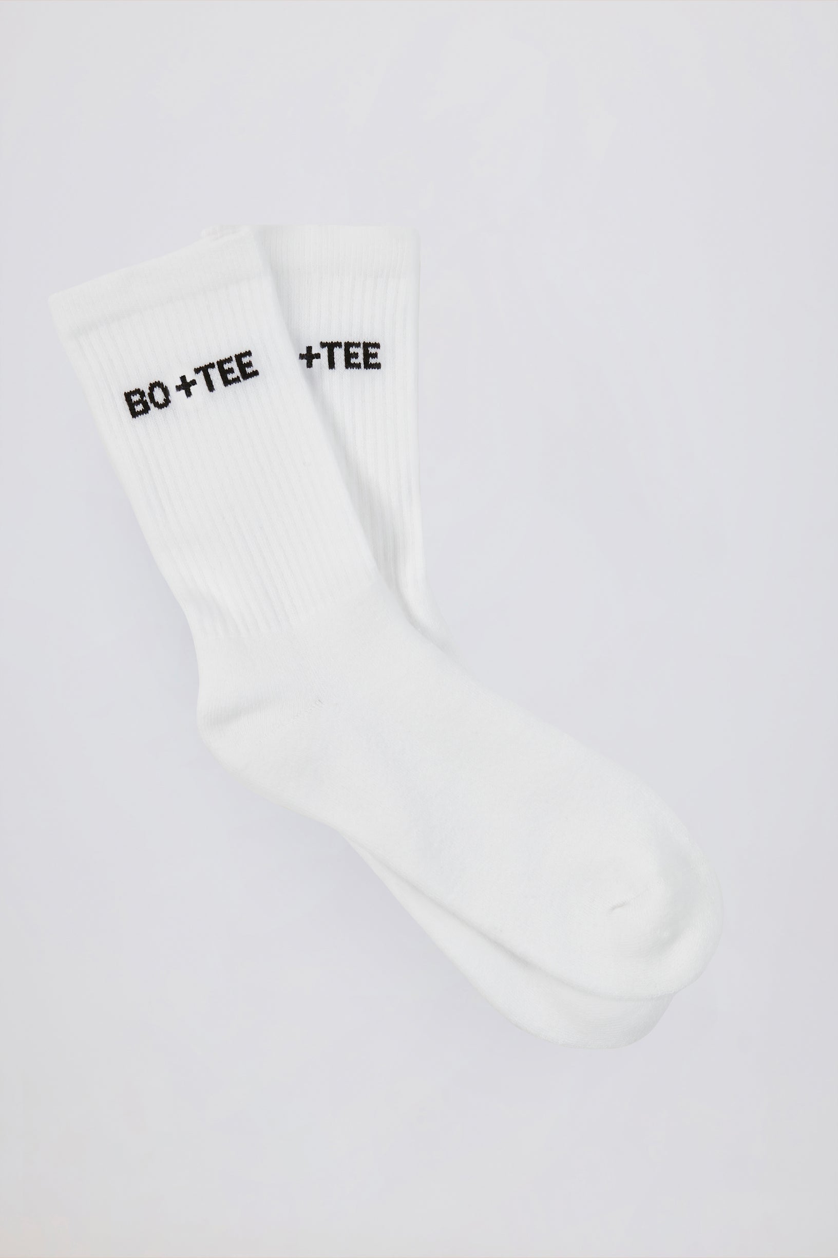 Ribbed Half-Crew Socks in White - 1