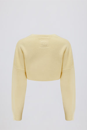 Ribbed-Knit Cropped Shrug in Lemon