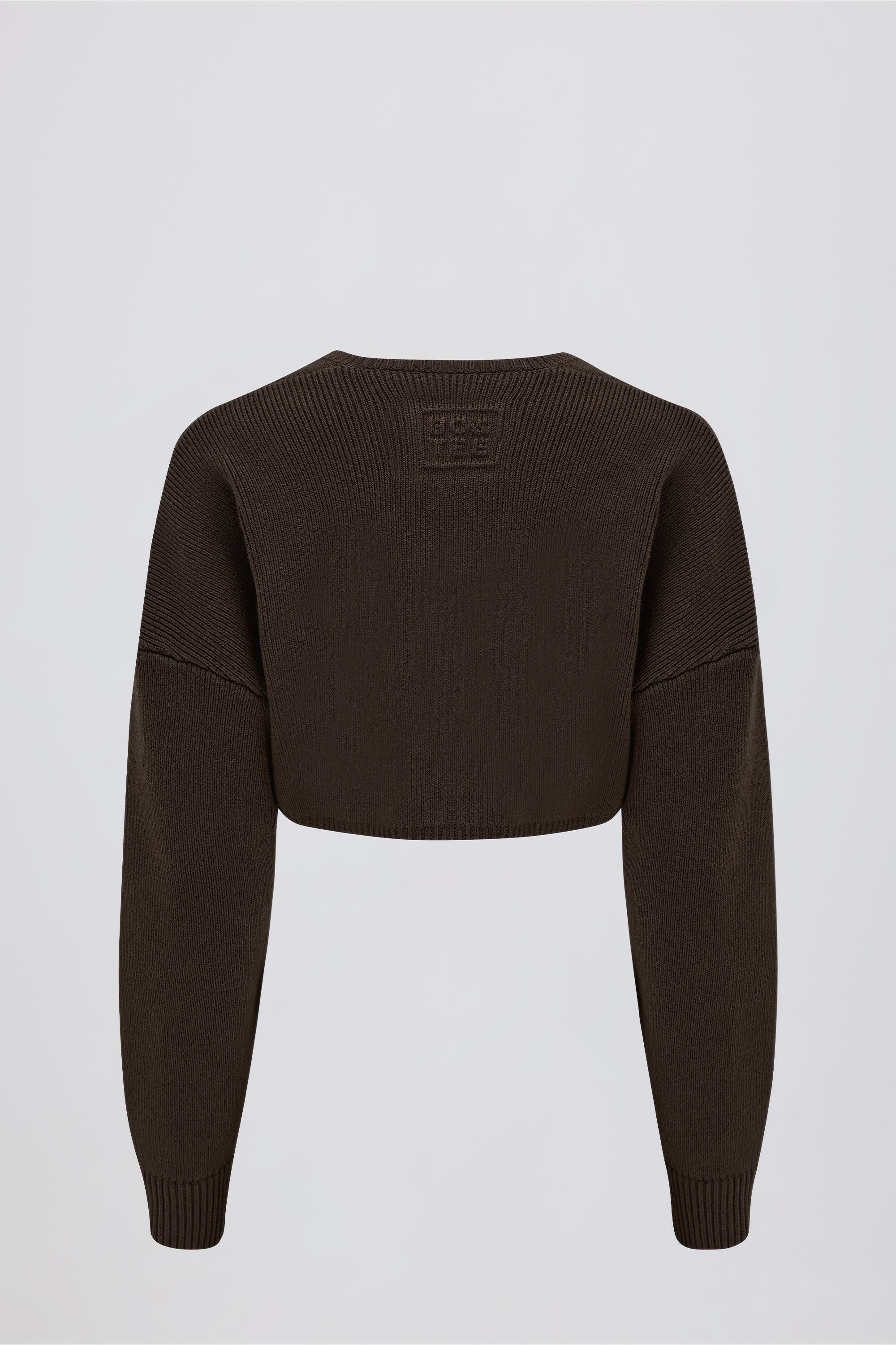 Ribbed-Knit Cropped Shrug in Pecan | Oh Polly – Oh Polly US