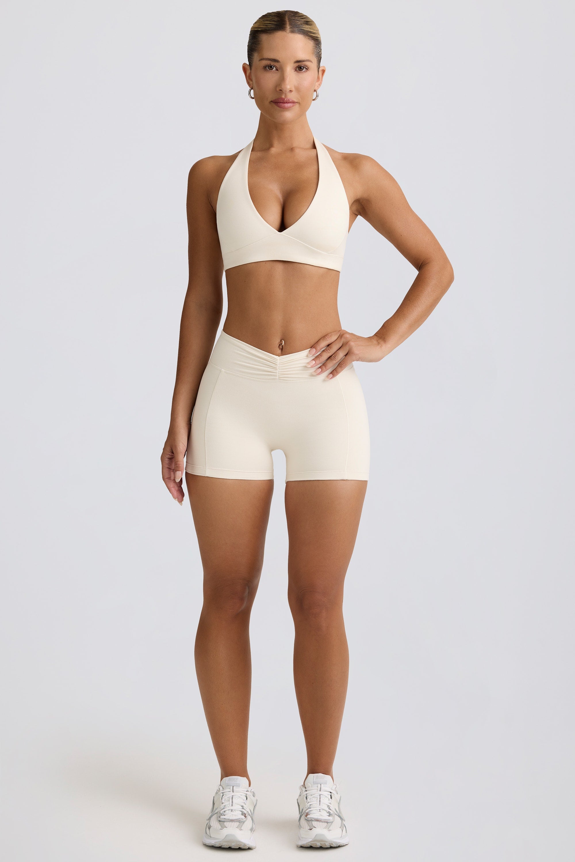 Ruched Mini Shorts in Vanilla