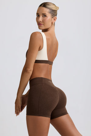 Ruched Mini Shorts in Pecan Marl