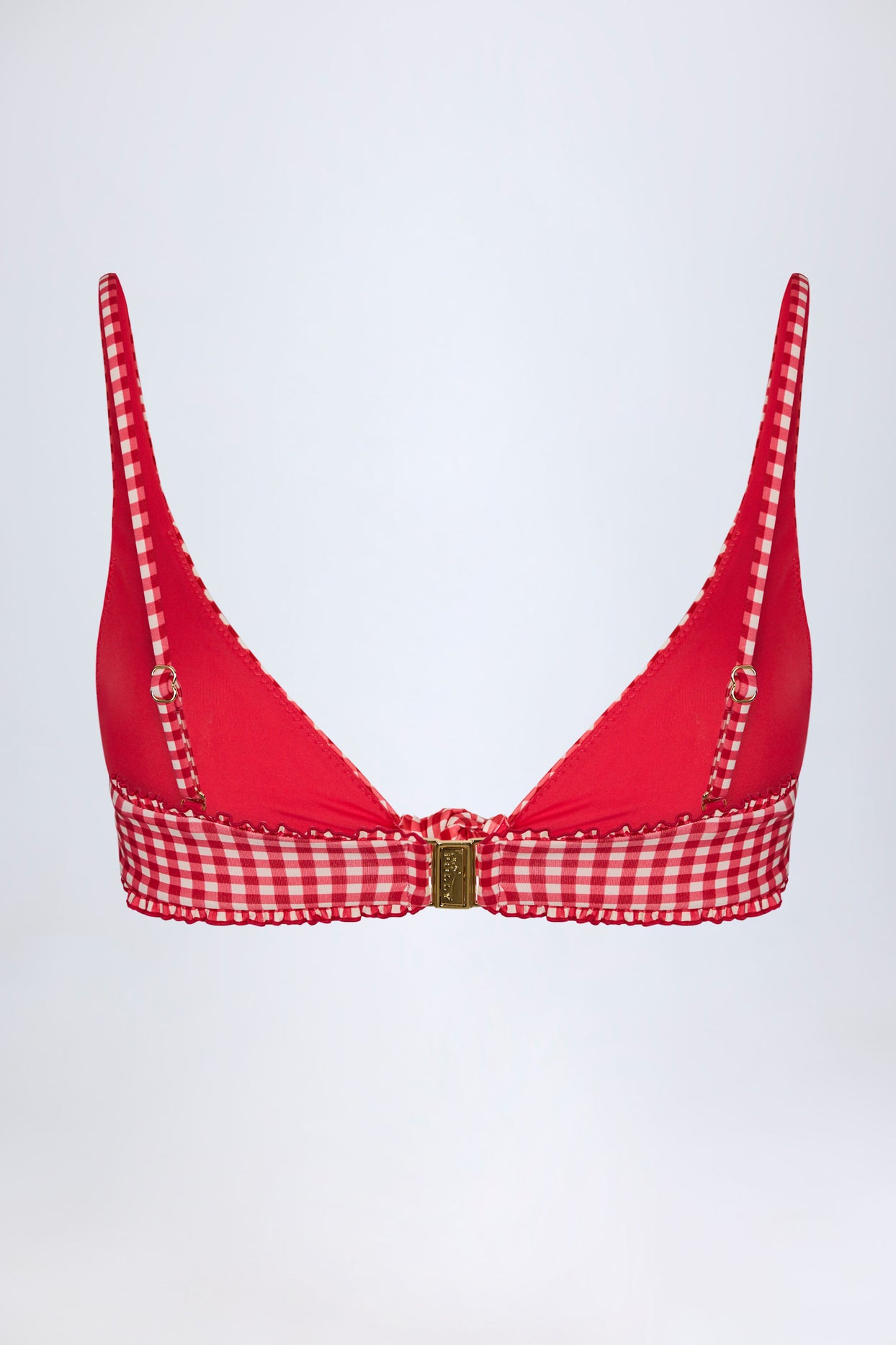 Knot-Detail Bikini Top in Red Gingham - 4
