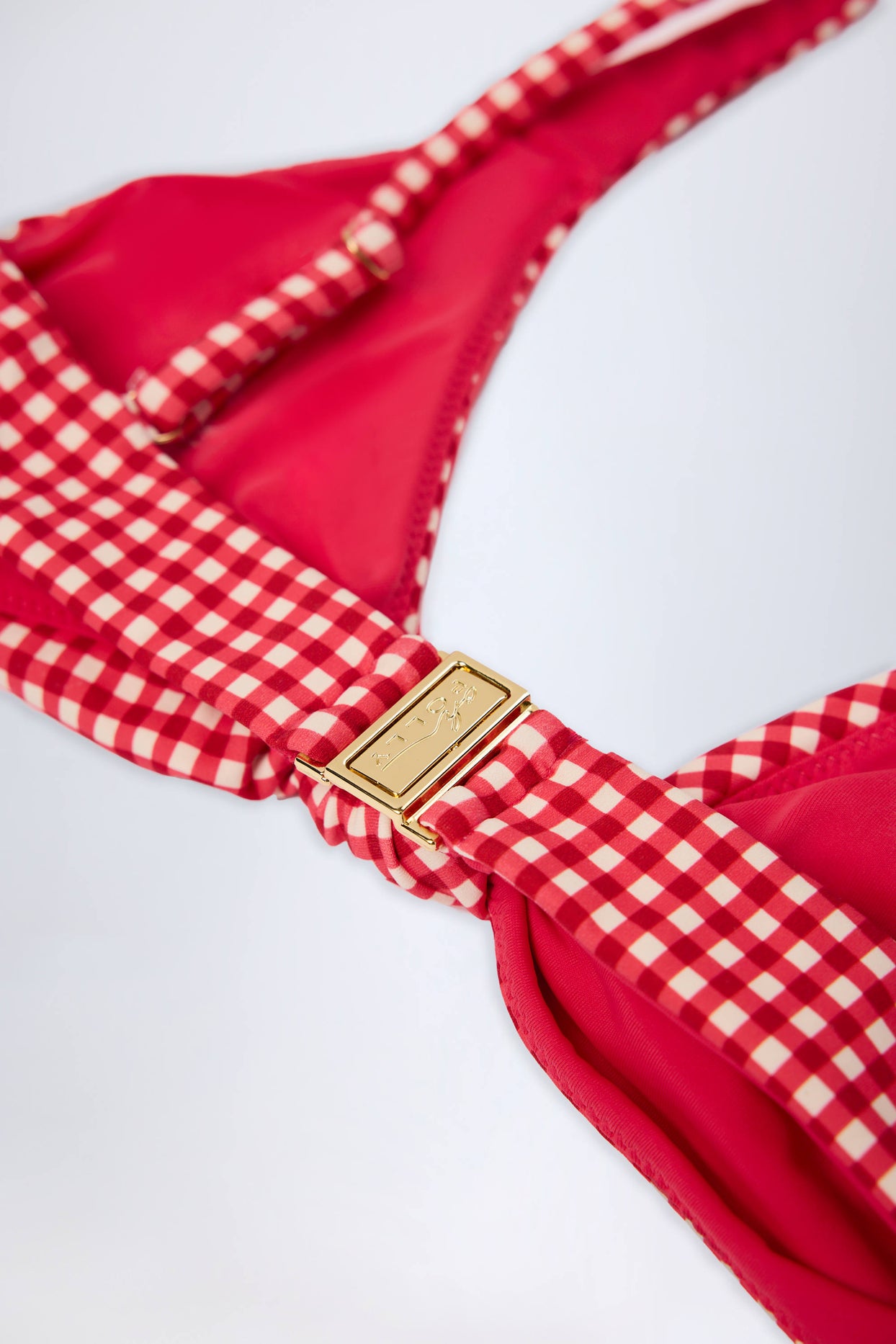 Knot-Detail Bikini Top in Red Gingham - 5