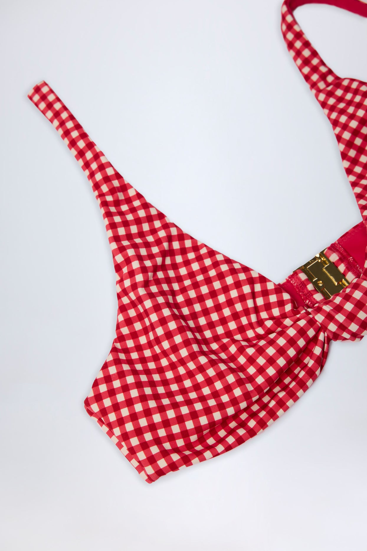 Knot-Detail Bikini Top in Red Gingham - 6