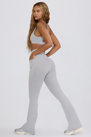 Soft Active V-Waist Pocket Flared Leggings in Grey Marl