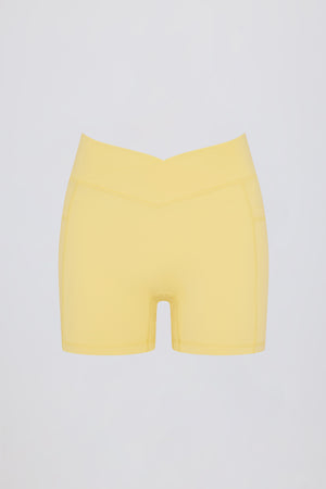 Soft Active Pocket V-Waist Mini Shorts in Lemon