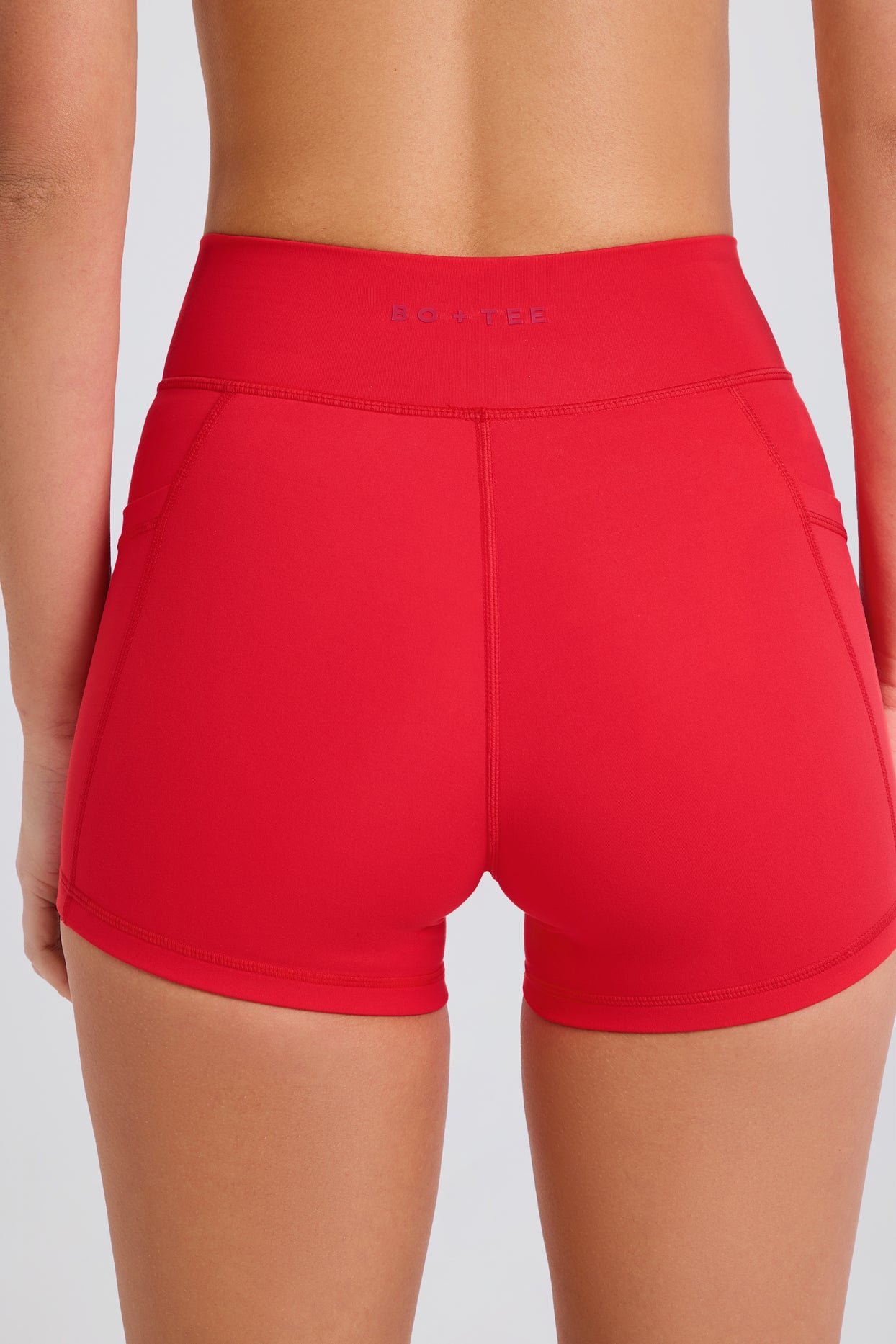 Soft Active Pocket V-Waist Mini Shorts in Strawberry - 5
