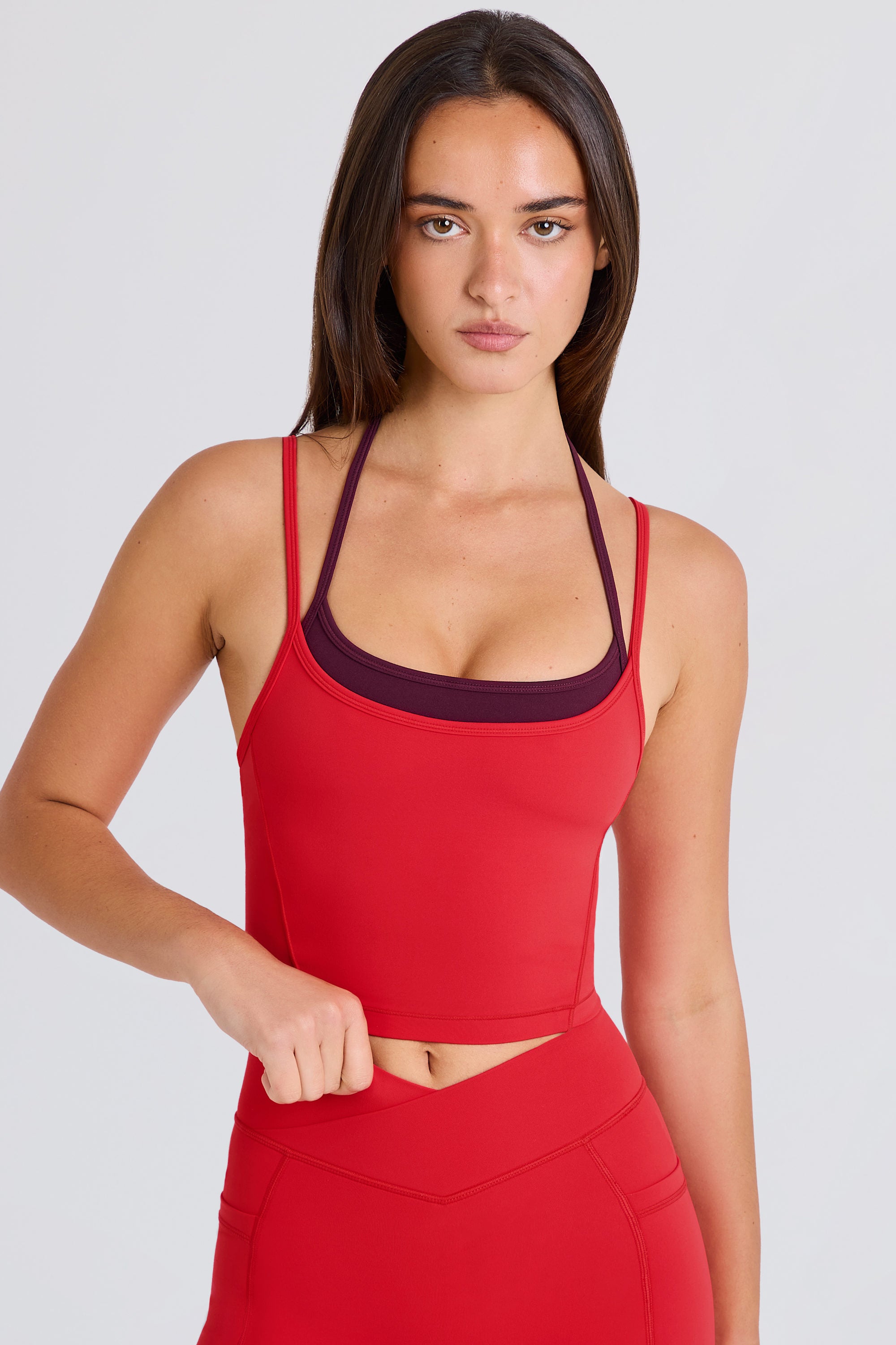 Soft Active Layered Cropped Tank Top in Strawberry | Bo+Tee – Oh