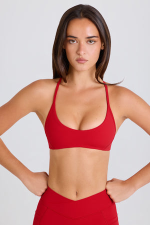 Soft Active Racerback Sports Bra in Strawberry Red