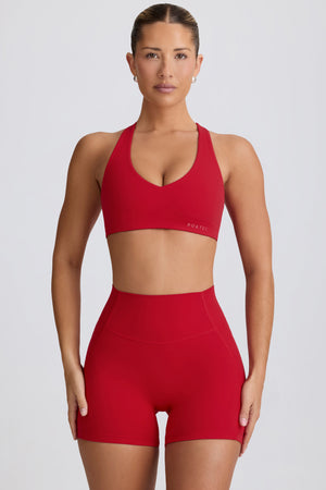 Soft Active V-Neck Sports Bra in Hot Red