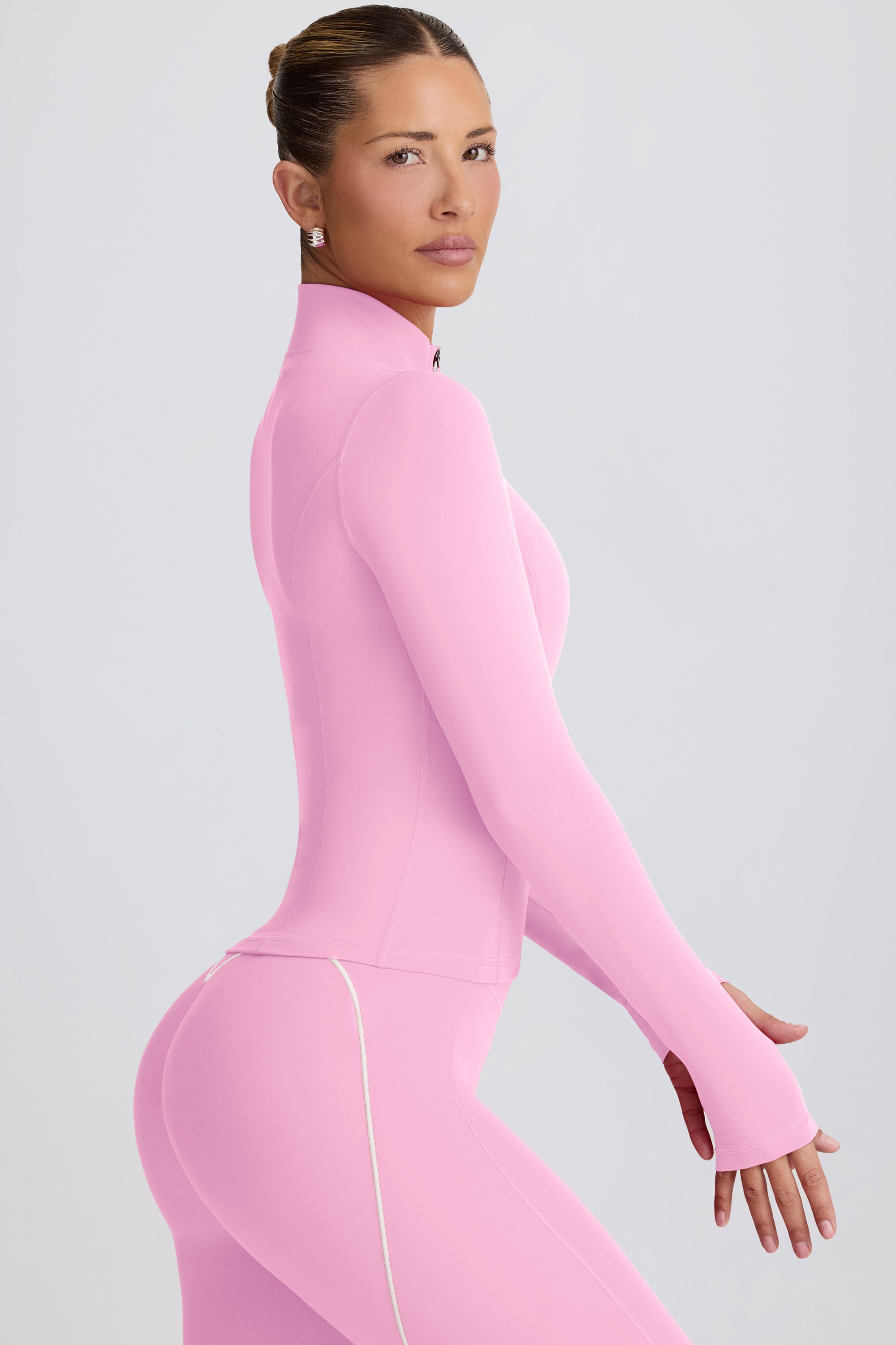 SALE Zen Pink Full-Zip Ruffle Active Jacket main image 0