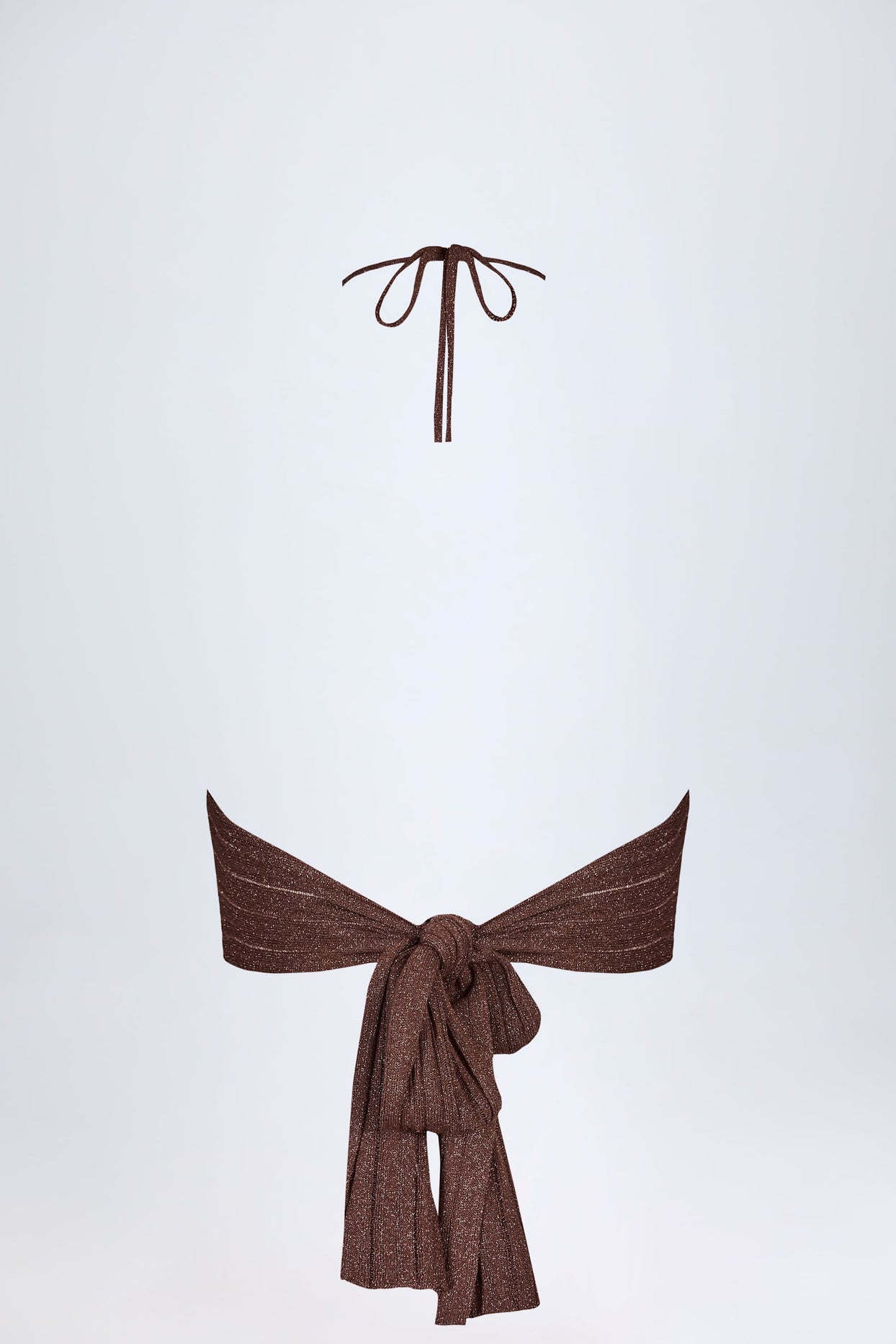 Plunge Halterneck Crop Top in Bronze - 5