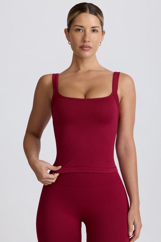 Super Sculpt Seamless Longline Tank Top in Burgundy