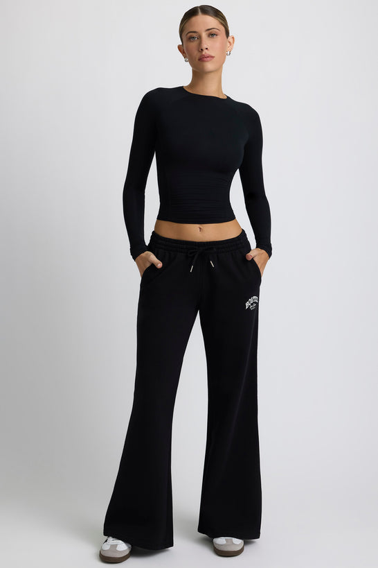 Low-Rise Wide-Leg Joggers in Black