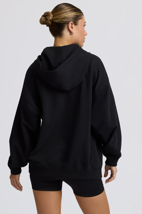 Oversized Zip-Up Hoodie in Black