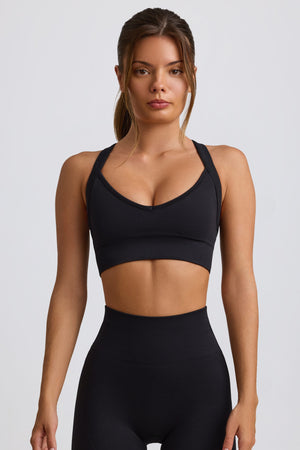 Super Sculpt Seamless Crossback Sports Bra in Black