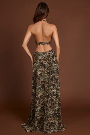 Tarsia Plunge Cut-out Maxi Gown in Leopard Print | Oh Polly Tarsia Plunge Cut-out Maxi Gown in Leopard Print | Oh Polly