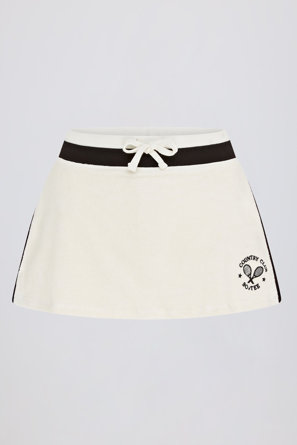 Terry Towelling Mid-Rise Skort in Ivory - 1