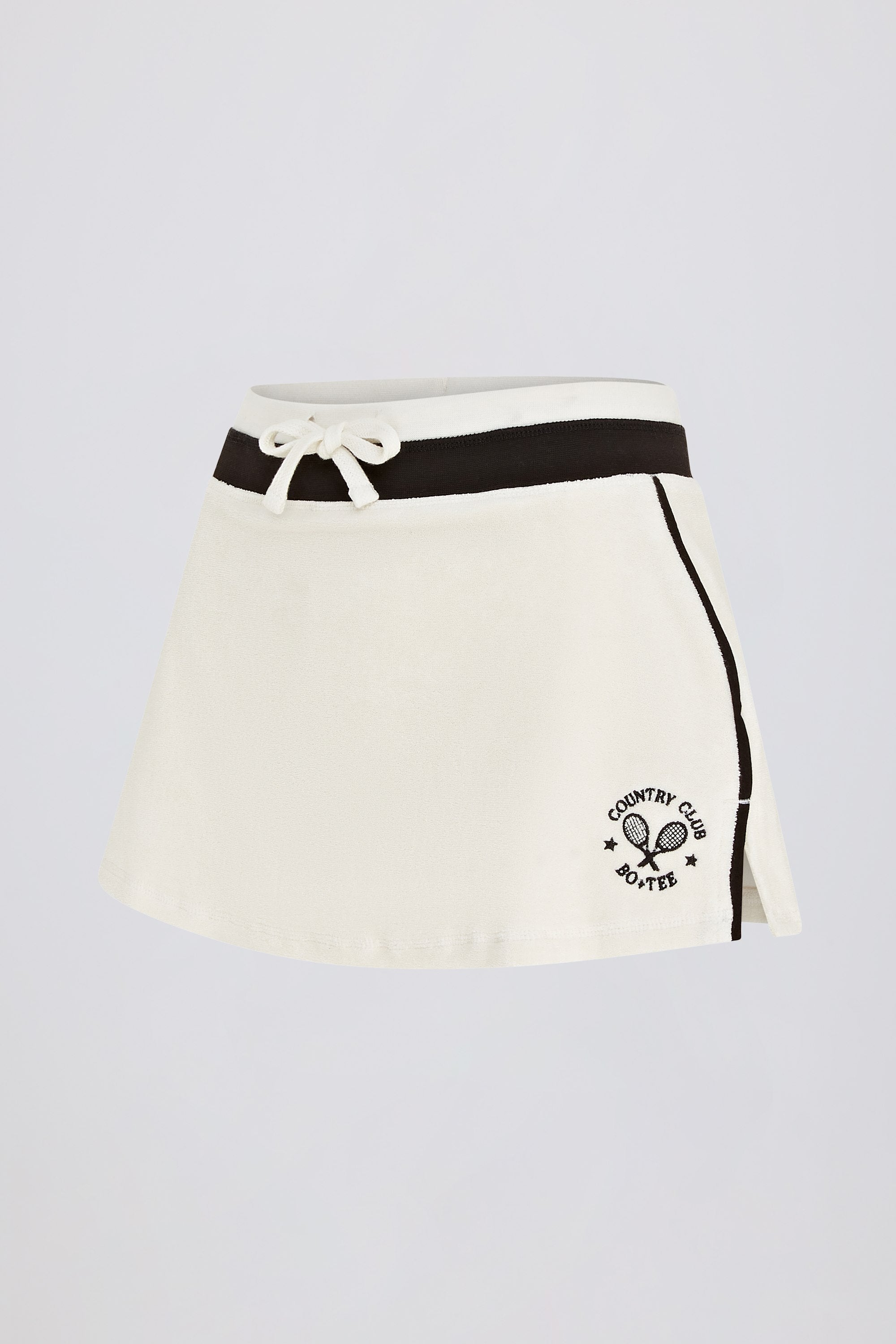 Terry Towelling Mid-Rise Skort in Ivory
