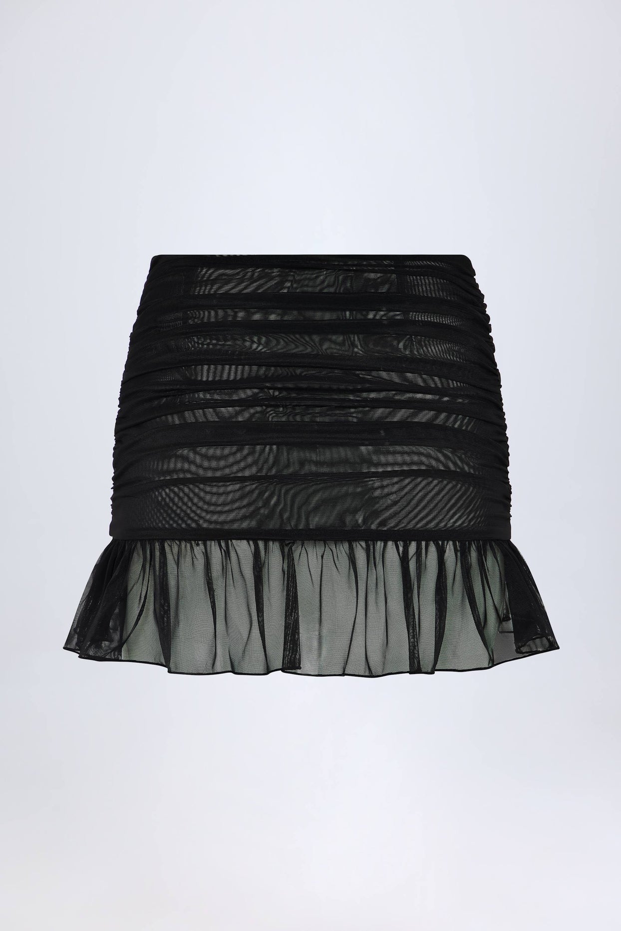 Hardware-Detail Ruffled Mid-Rise Mini Skirt in Black - 5