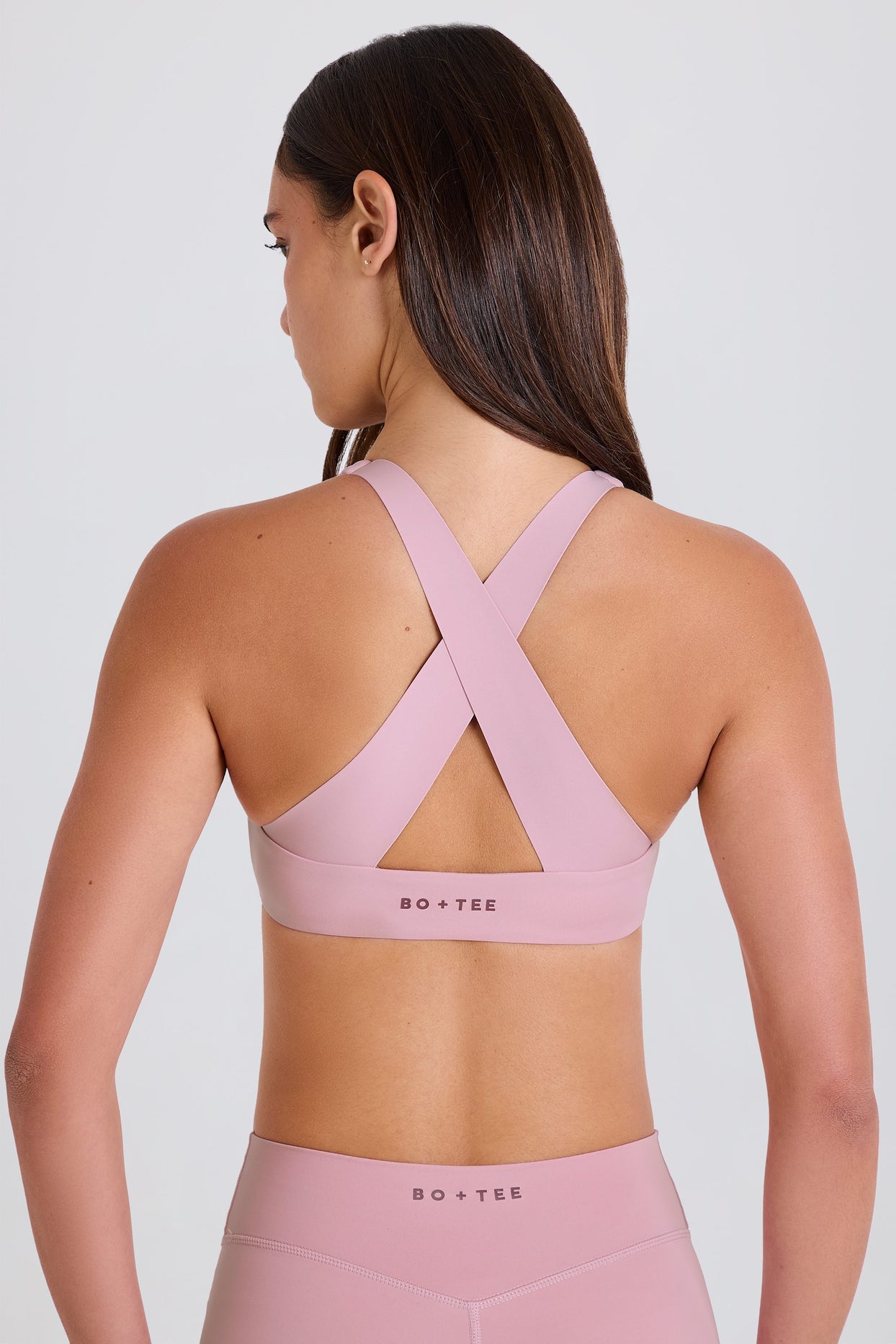 Crossback V-Neck Sports Bra in Mauve - 4