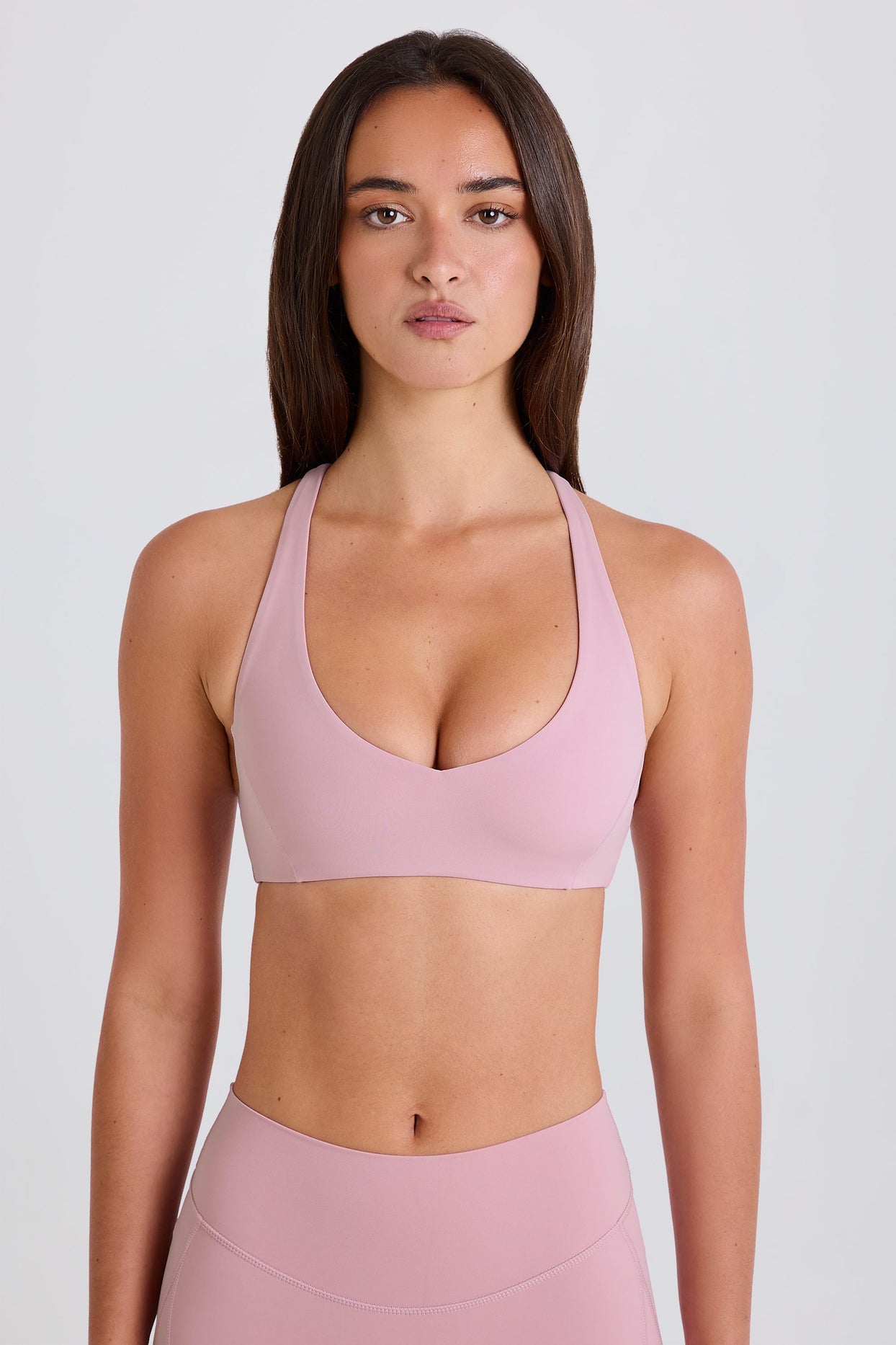 Crossback V-Neck Sports Bra in Mauve - 6