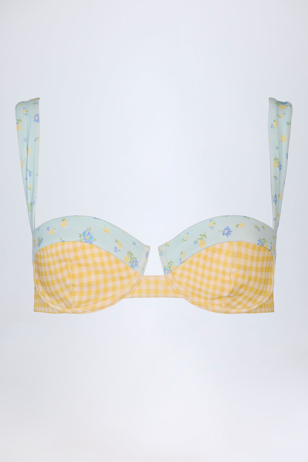 Underwired Balconette Bikini Top in Yellow Gingham - 5
