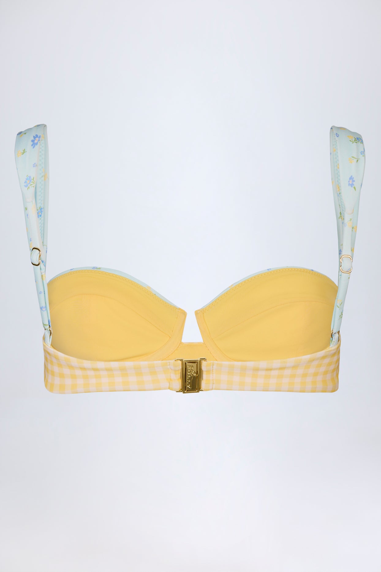 Underwired Balconette Bikini Top in Yellow Gingham - 6