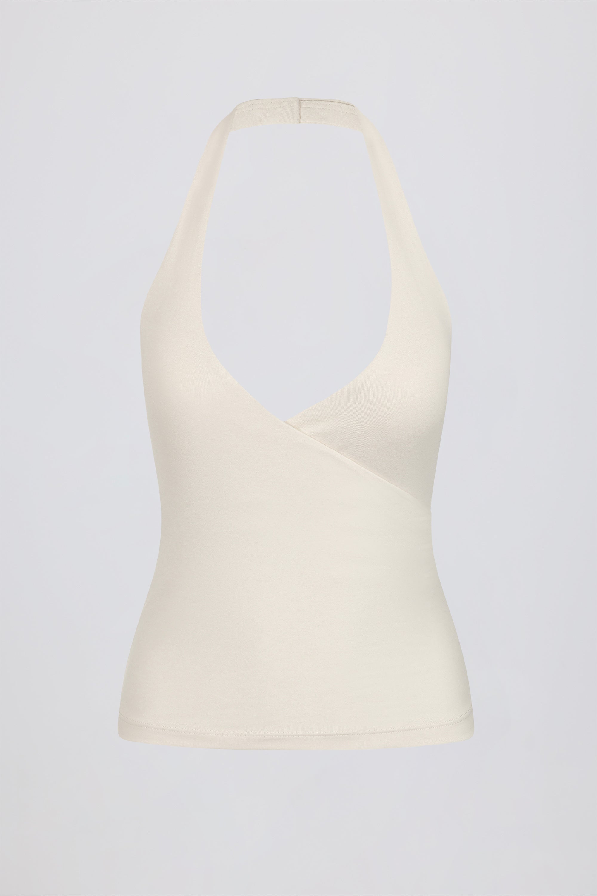 Halterneck Open-Back Tank Top in Vanilla