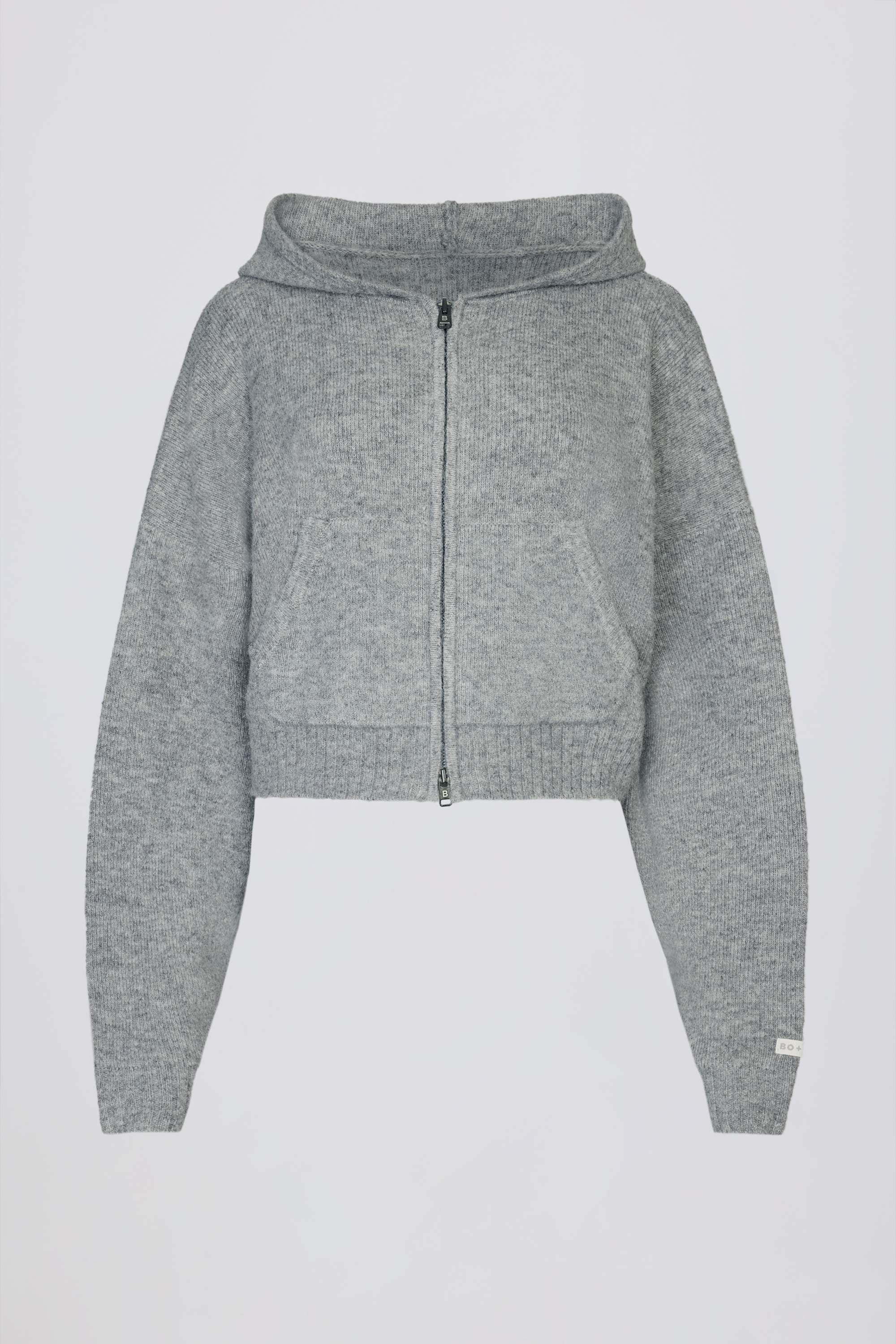 Cropped Zip Hoodie Grey