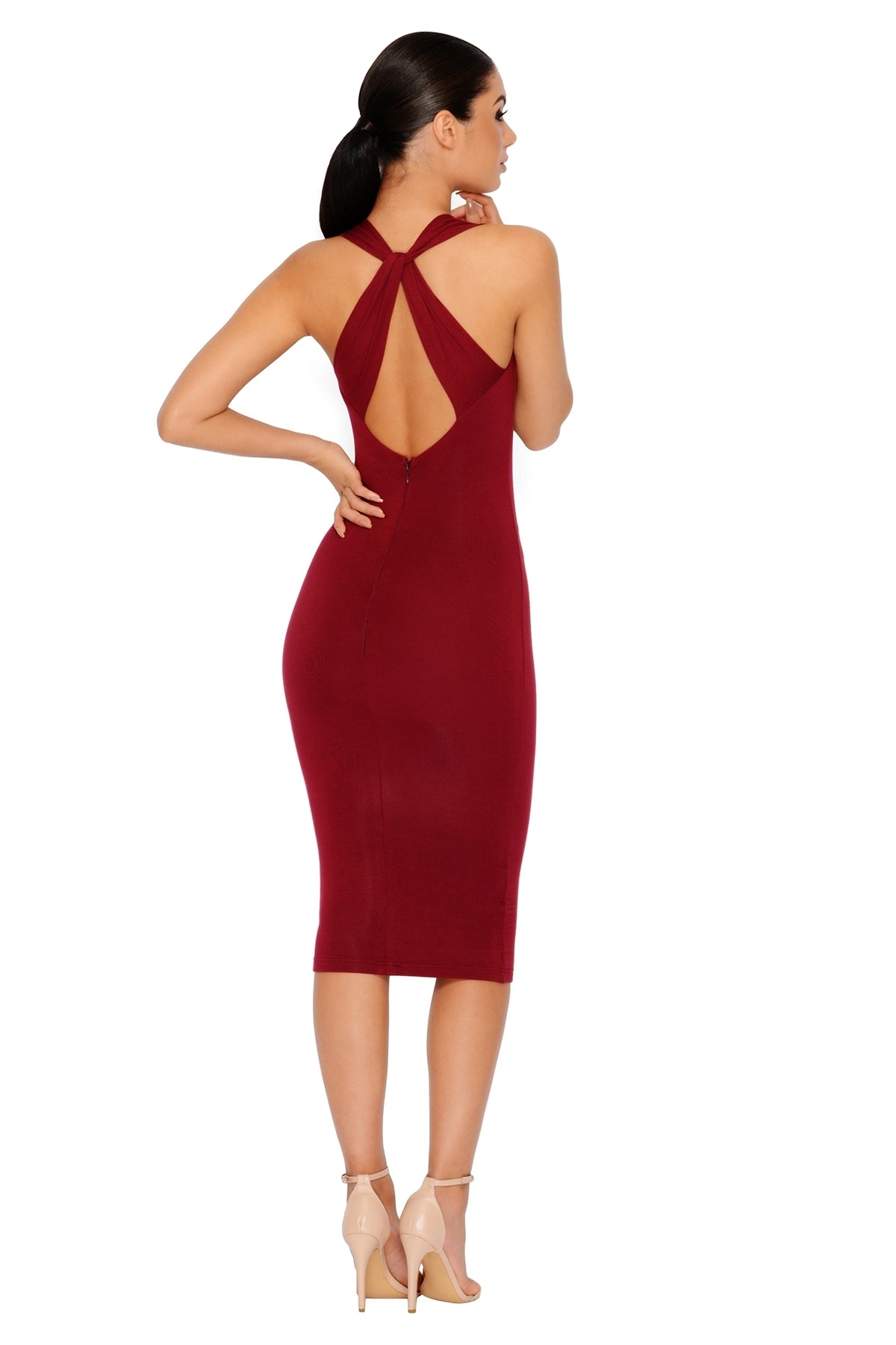 Her lip to♡Back Double Bow Midi Dress-