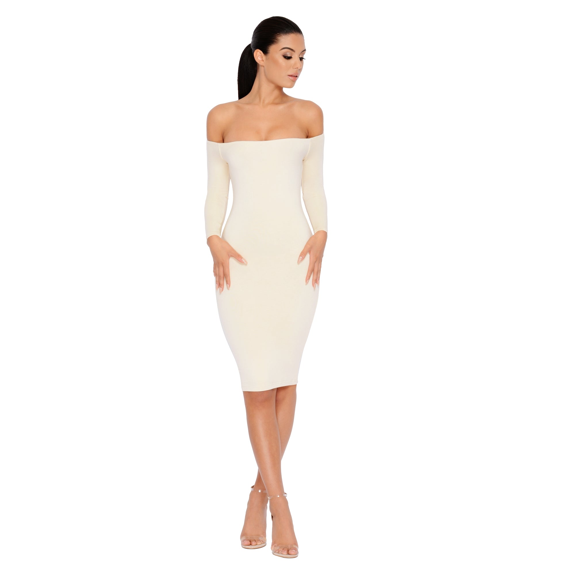 Bare Enough Off The Shoulder Double Layered Midi Dress – Oh Polly US