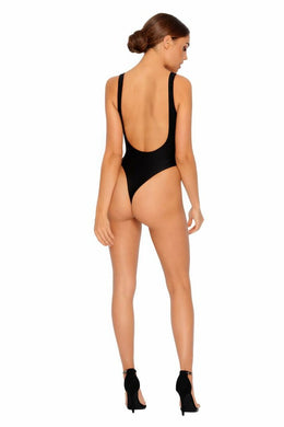 Rise And Shine Low-Back High Leg Swimsuit in Black