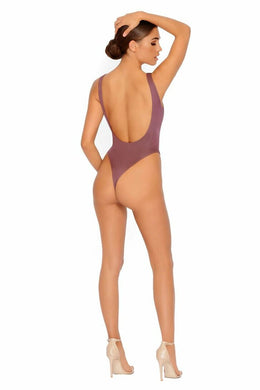 Rise And Shine Low-Back High Leg Swimsuit in Plum