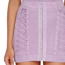 Turn Of The Tied Suede Mini Skirt in Mauve