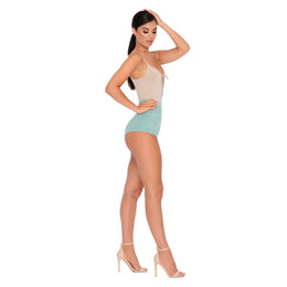 Soft Focus High Waisted Suedette Hot Pant Shorts in Teal