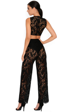 Lace The Music Wide Leg Trousers in Black