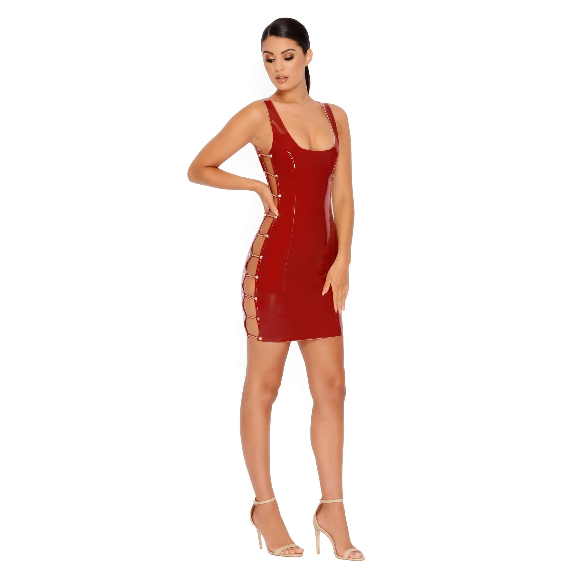 Oh polly red vinyl sales dress